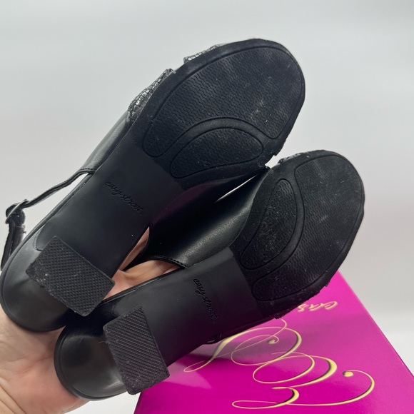Easy Street Ariel Black Snake Sling Back Block Heels 7.5 WIDE - Picture 9 of 9